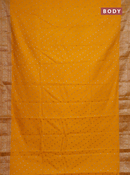Semi chiniya saree mango yellow with woven buttas and woven border