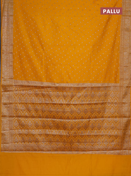 Semi chiniya saree mango yellow with woven buttas and woven border