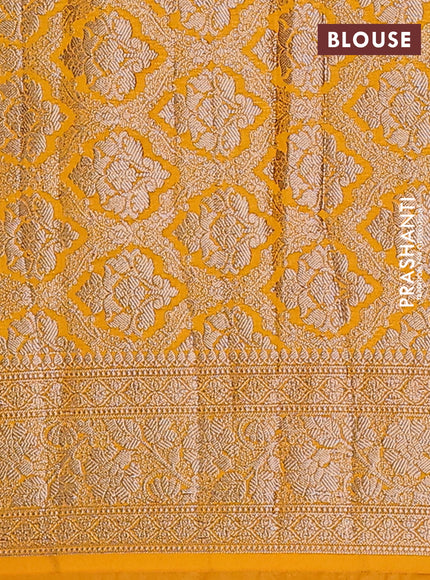 Semi chiniya saree mango yellow with woven buttas and woven border