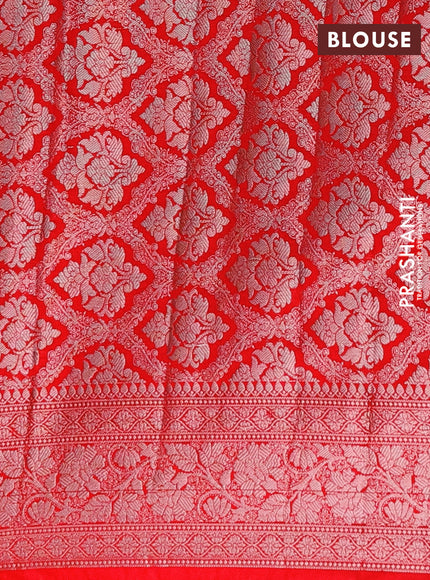 Semi chiniya saree red with woven buttas and woven border