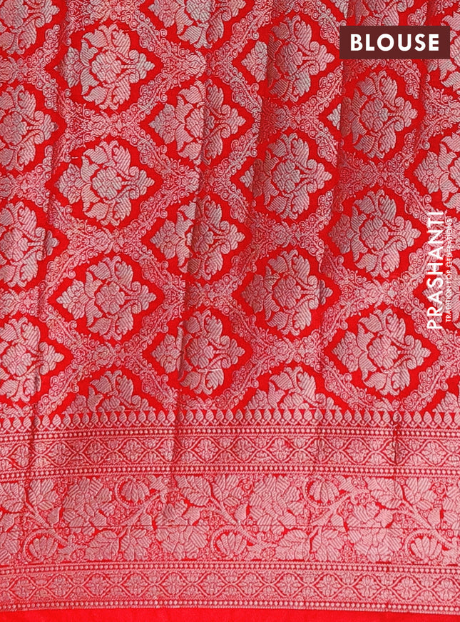 Semi chiniya saree red with woven buttas and woven border