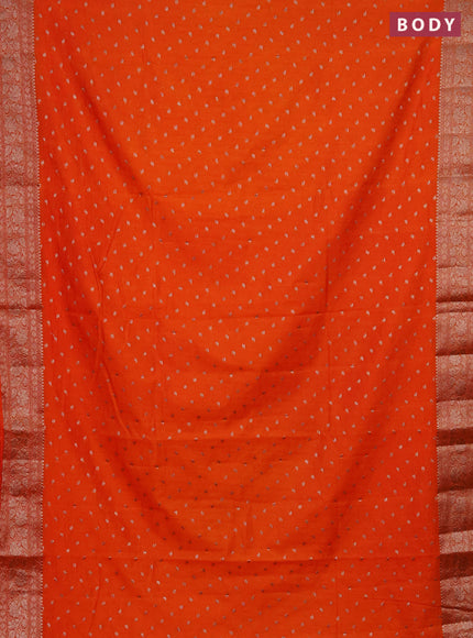 Semi chiniya saree orange with woven buttas and woven border