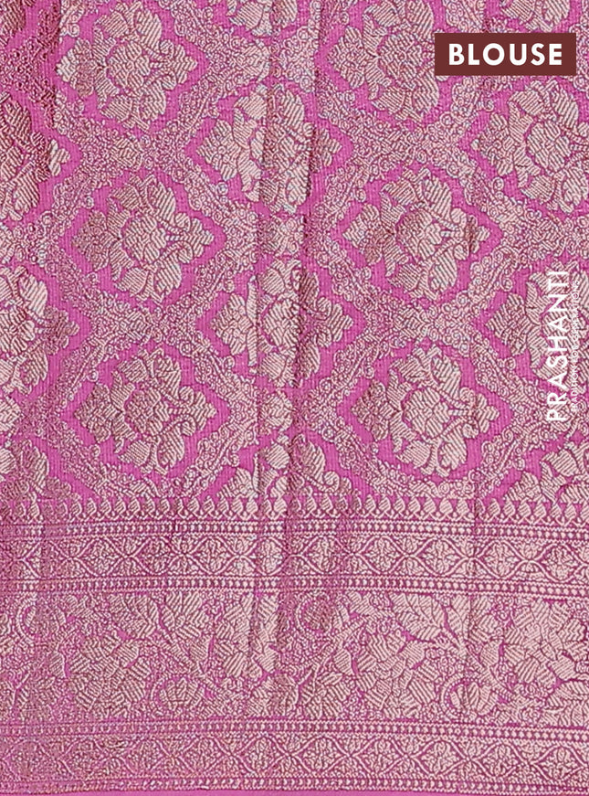 Semi chiniya saree mauve pink with woven buttas and woven border