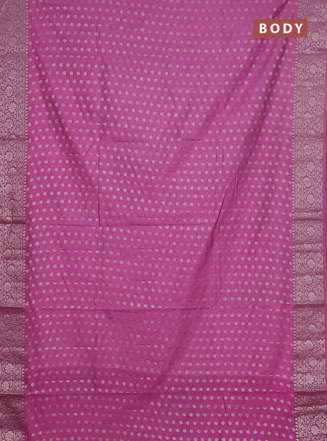 Semi chiniya saree mauve pink with woven buttas and woven border