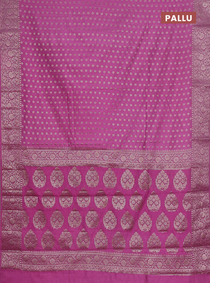 Semi chiniya saree mauve pink with woven buttas and woven border