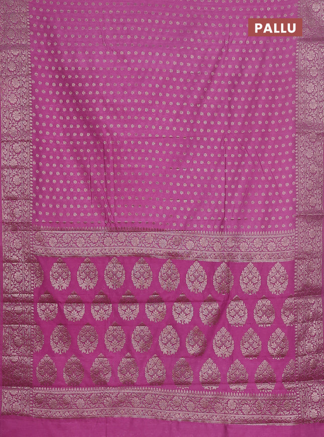 Semi chiniya saree mauve pink with woven buttas and woven border