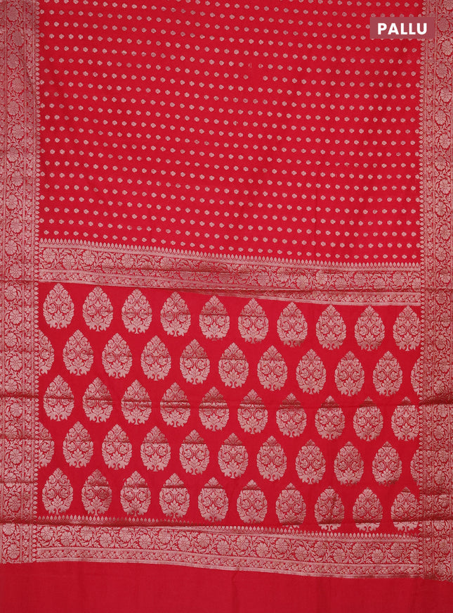 Semi chiniya saree pink with woven buttas and woven border