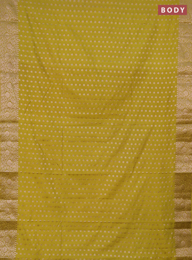 Semi chiniya saree light green with woven buttas and woven border