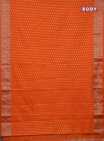 Semi chiniya saree orange with woven buttas and woven border