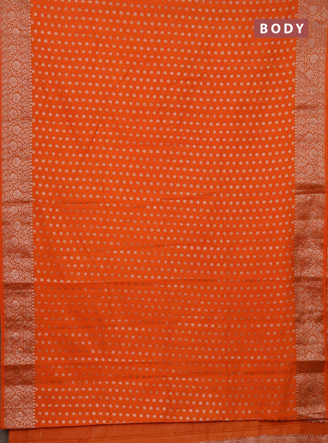 Semi chiniya saree orange with woven buttas and woven border