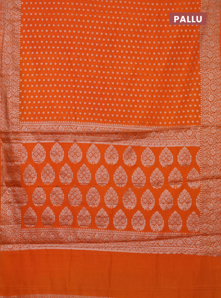 Semi chiniya saree orange with woven buttas and woven border