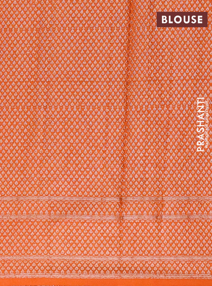 Semi chiniya saree orange with woven buttas and woven border