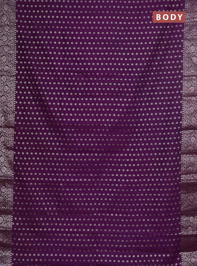 Semi chiniya saree deep violet with woven buttas and woven border