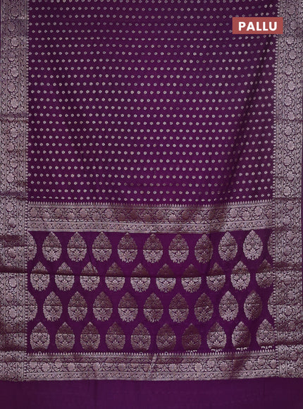 Semi chiniya saree deep violet with woven buttas and woven border