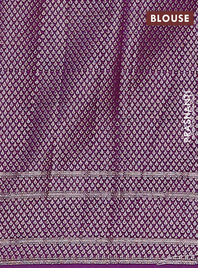 Semi chiniya saree deep violet with woven buttas and woven border