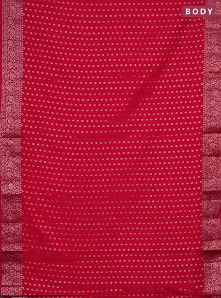 Semi chiniya saree red with woven buttas and woven border