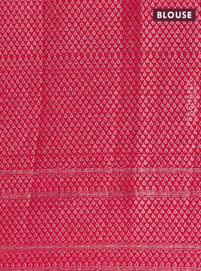 Semi chiniya saree red with woven buttas and woven border