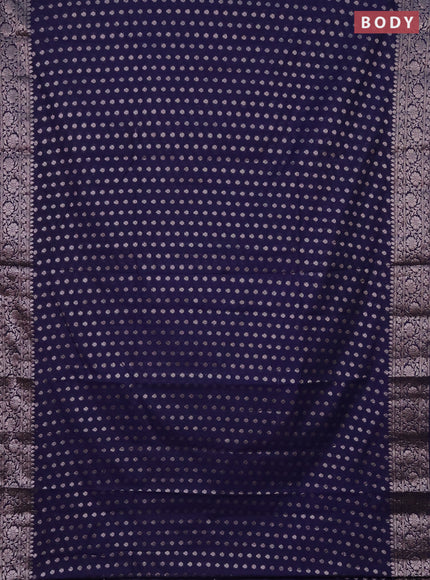 Semi chiniya saree navy blue with woven buttas and woven border