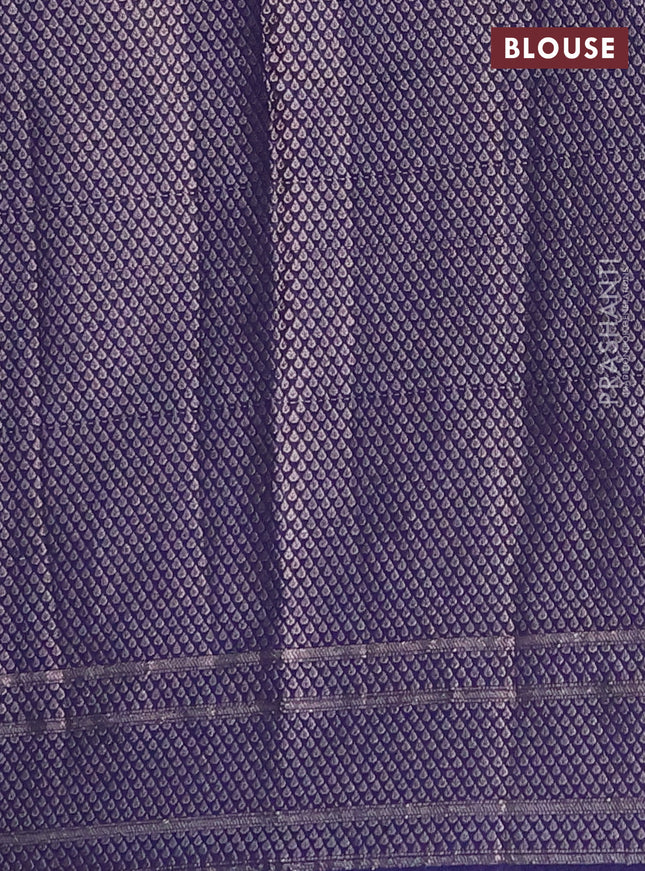 Semi chiniya saree navy blue with woven buttas and woven border