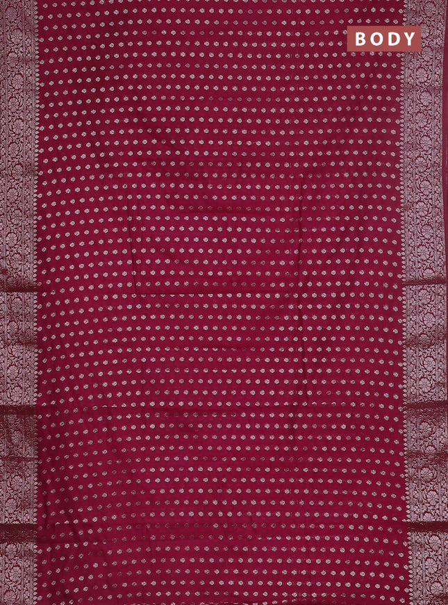 Semi chiniya saree wine shade with woven buttas and woven border