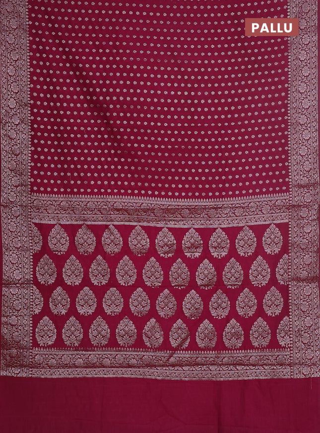 Semi chiniya saree wine shade with woven buttas and woven border