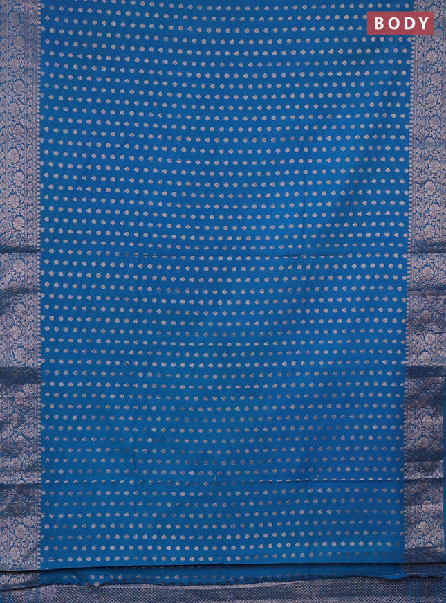 Semi chiniya saree cs blue with woven buttas and woven border