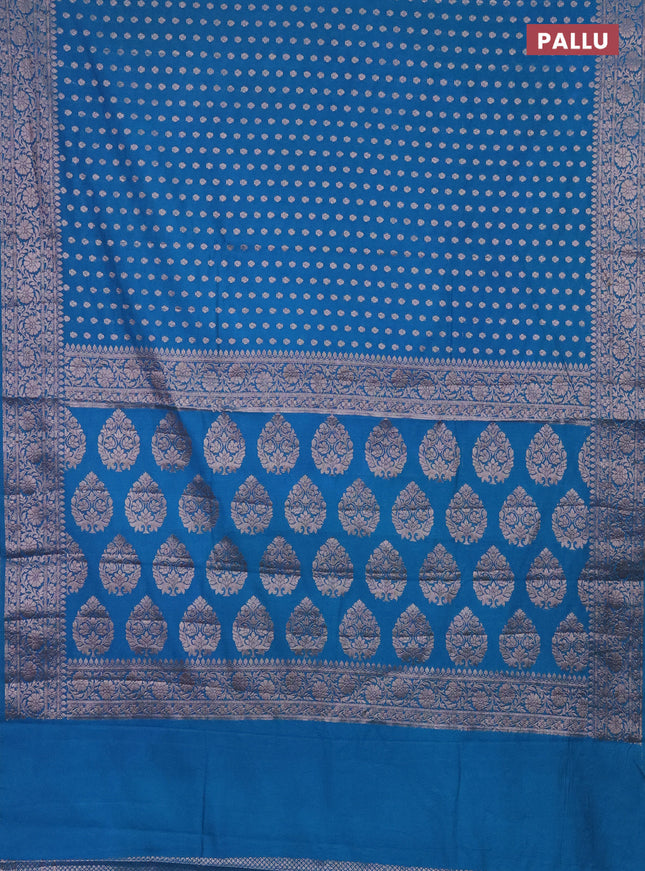 Semi chiniya saree cs blue with woven buttas and woven border