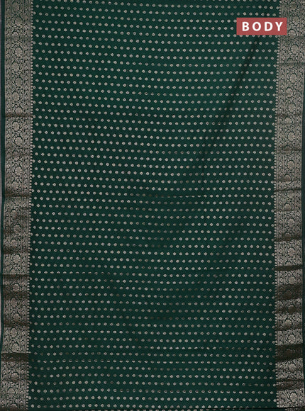 Semi chiniya saree green with woven buttas and woven border