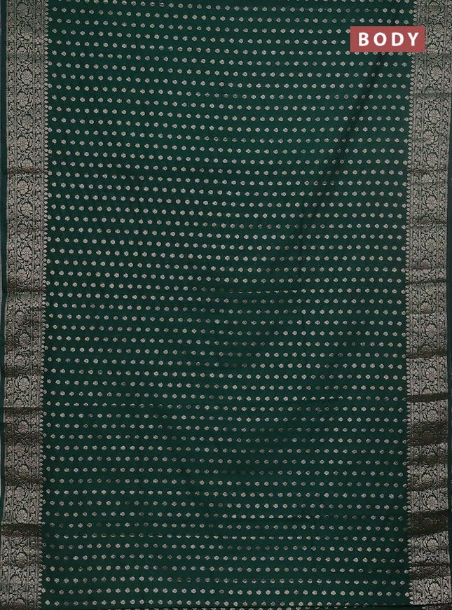 Semi chiniya saree green with woven buttas and woven border