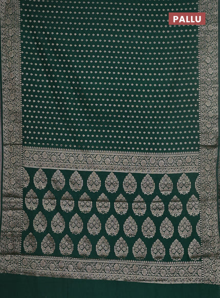 Semi chiniya saree green with woven buttas and woven border