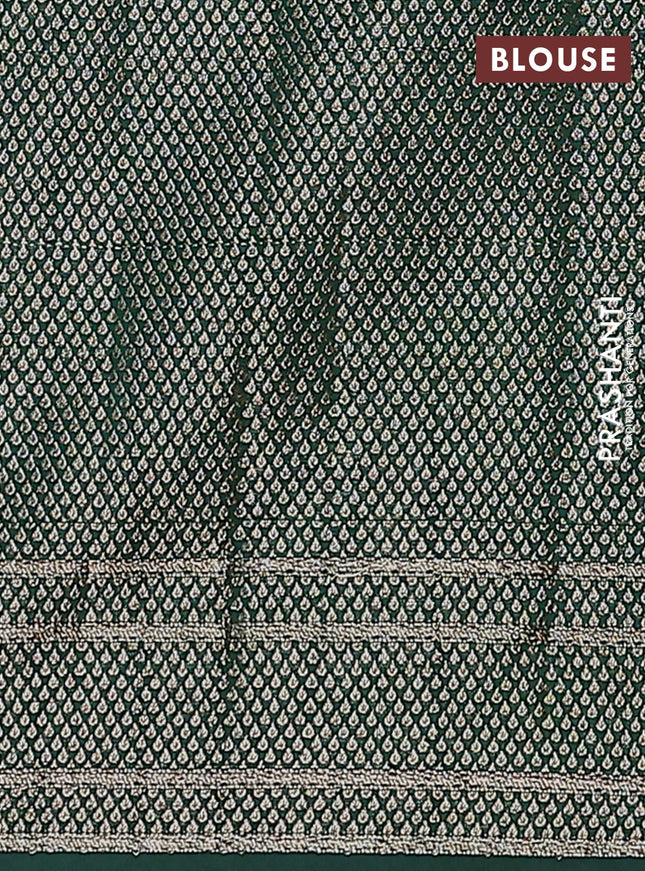 Semi chiniya saree green with woven buttas and woven border