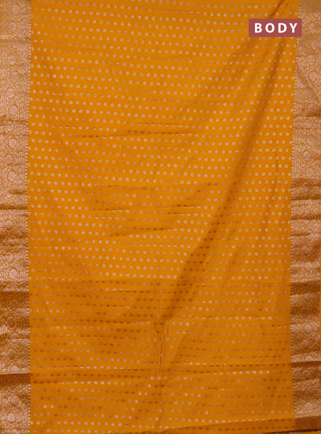 Semi chiniya saree mango yellow with woven buttas and woven border
