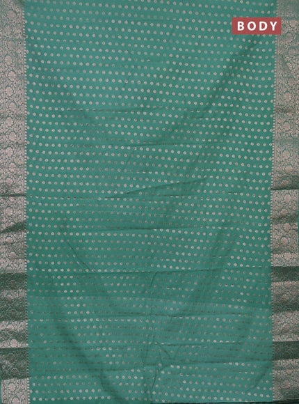 Semi chiniya saree teal shade with woven buttas and woven border