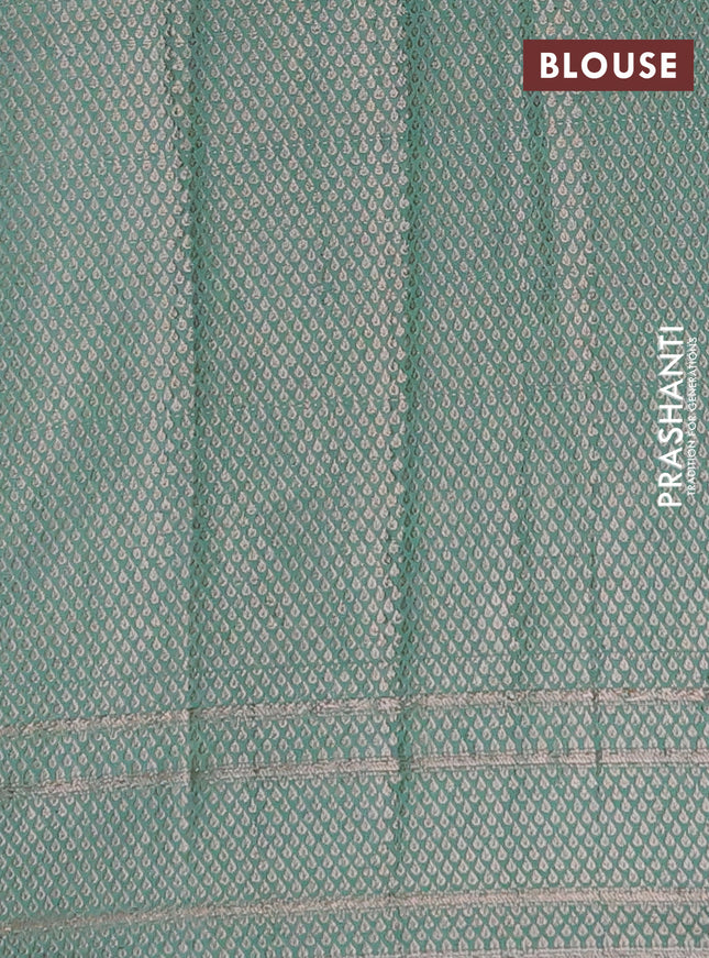 Semi chiniya saree teal shade with woven buttas and woven border