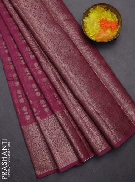 Semi chiniya saree mauve pink with woven buttas and woven border