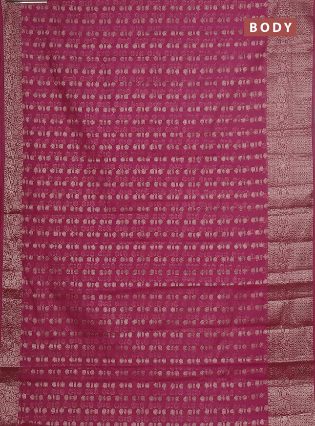 Semi chiniya saree mauve pink with woven buttas and woven border