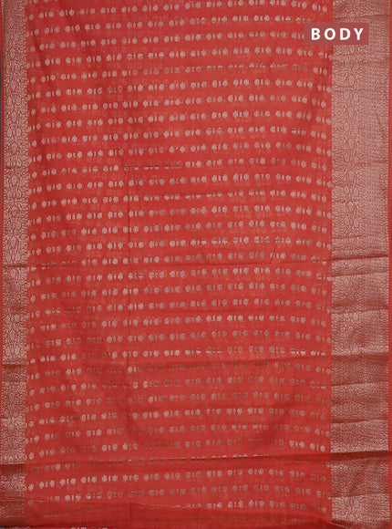 Semi chiniya saree orange with woven buttas and woven border