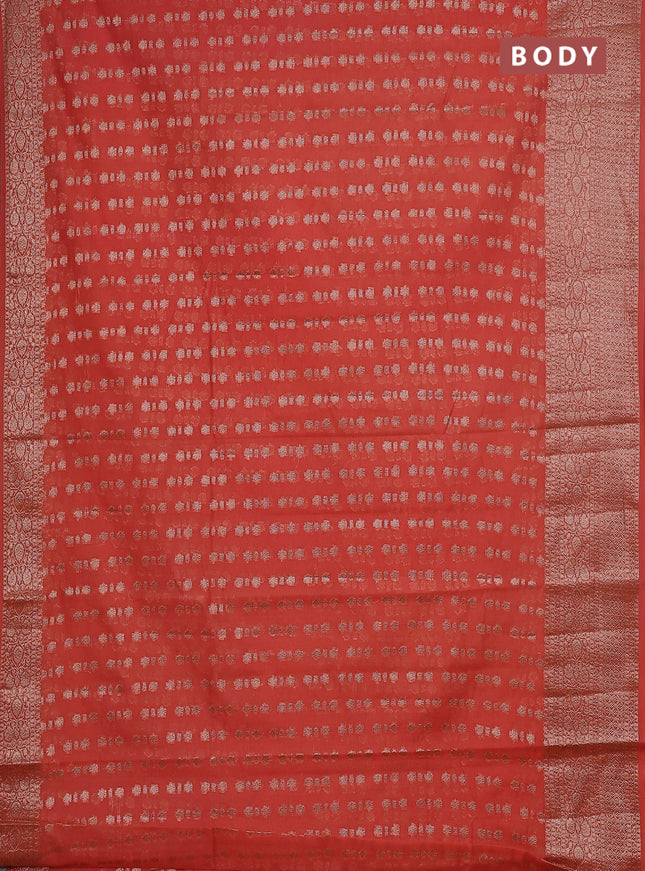 Semi chiniya saree orange with woven buttas and woven border