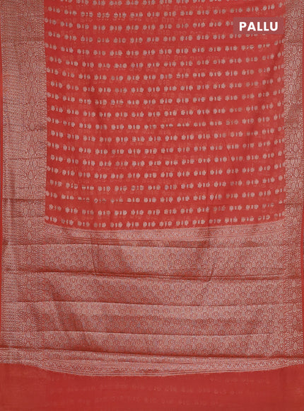 Semi chiniya saree orange with woven buttas and woven border