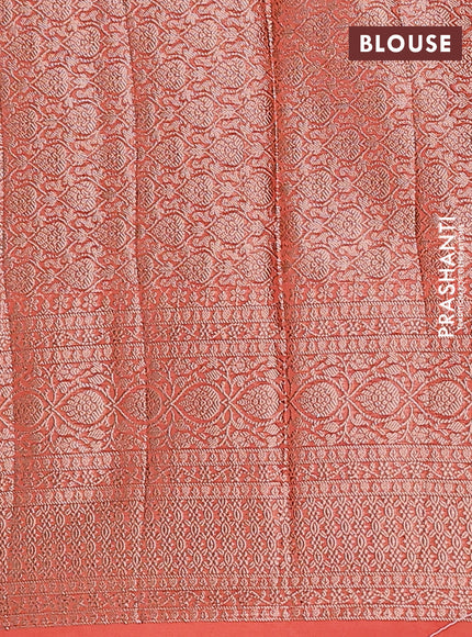 Semi chiniya saree orange with woven buttas and woven border