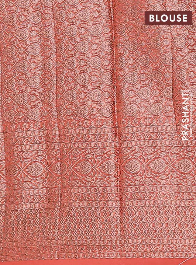 Semi chiniya saree orange with woven buttas and woven border