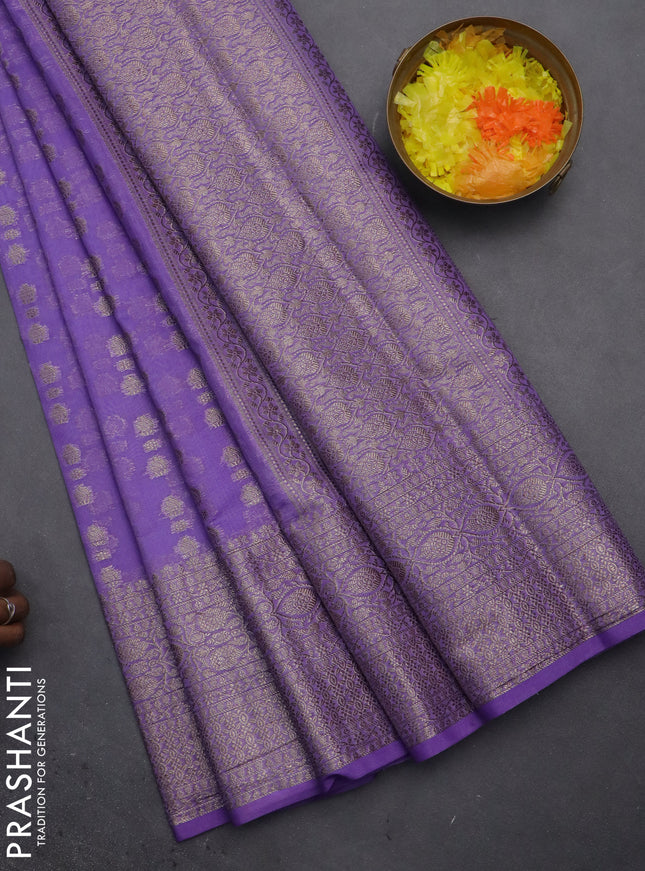 Semi chiniya saree lavender with woven buttas and woven border