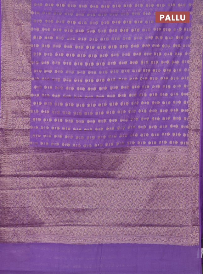 Semi chiniya saree lavender with woven buttas and woven border