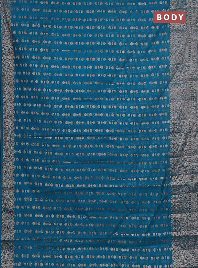 Semi chiniya saree cs blue with woven buttas and woven border