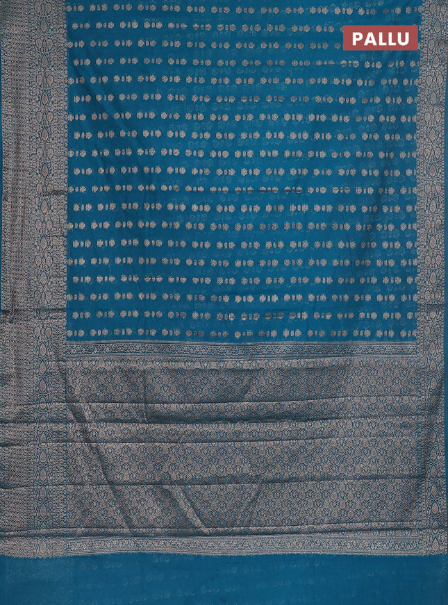 Semi chiniya saree cs blue with woven buttas and woven border