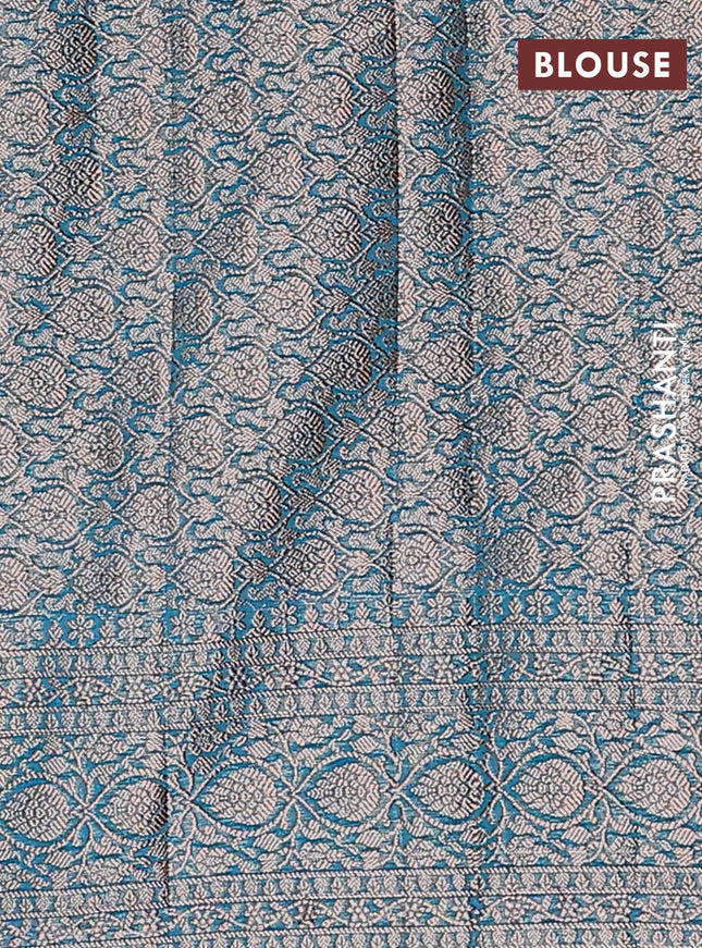 Semi chiniya saree cs blue with woven buttas and woven border
