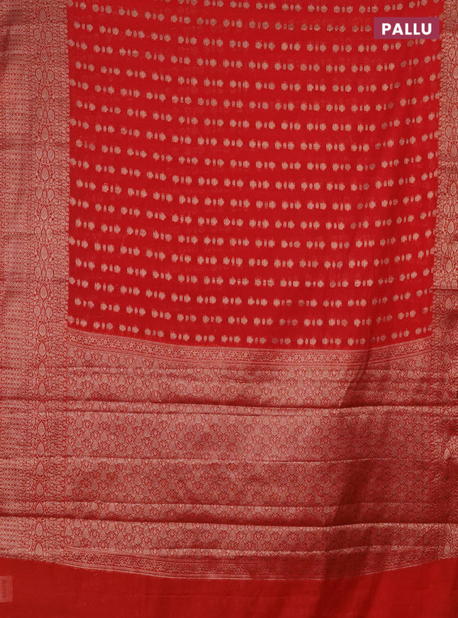 Semi chiniya saree orange with woven buttas and woven border