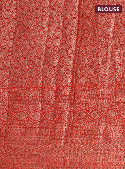 Semi chiniya saree orange with woven buttas and woven border