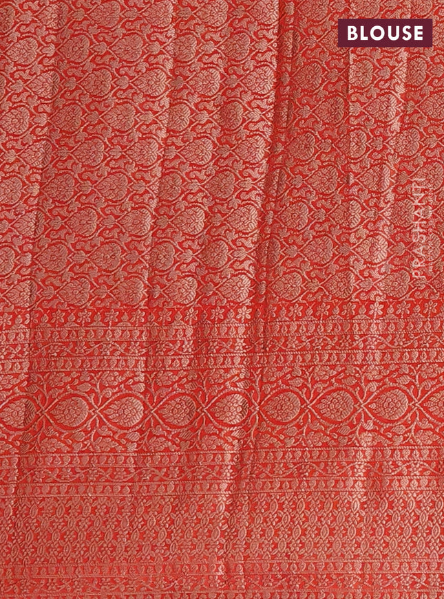 Semi chiniya saree orange with woven buttas and woven border