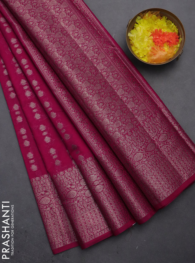 Semi chiniya saree pink with woven buttas and woven border